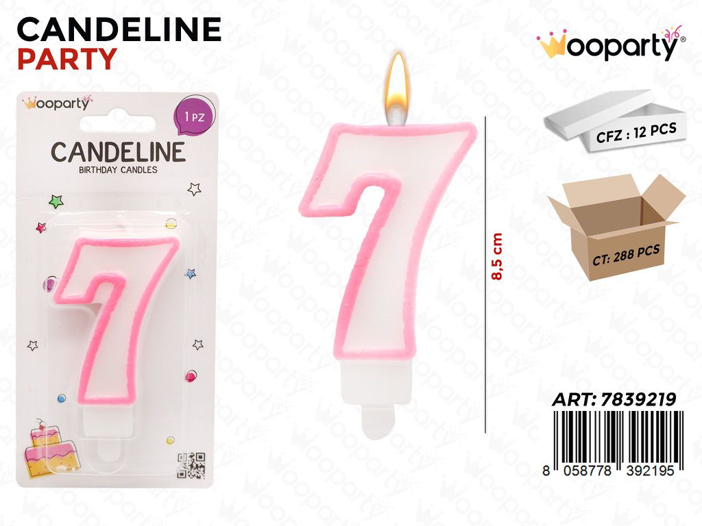 CANDELINA PARTY ROSA N.7 8.5CM /PZ DA 12**
