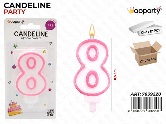 CANDELINA PARTY ROSA N.8 8.5CM