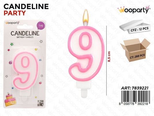 CANDELINA PARTY ROSA N.9 8.5CM /PZ DA 12**