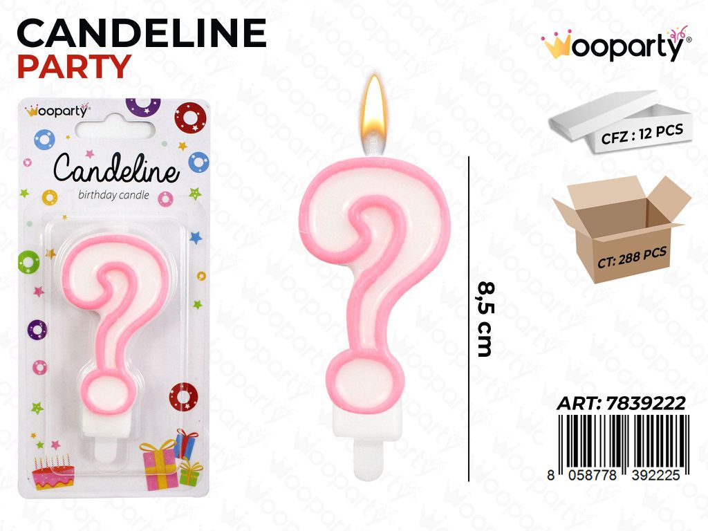 CANDELINA PARTY ROSA P. INTERROGATIVO 8.5CM /PZ DA 12**