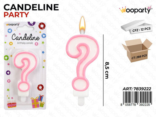 CANDELINA PARTY ROSA P. INTERROGATIVO 8.5CM /PZ DA 12**