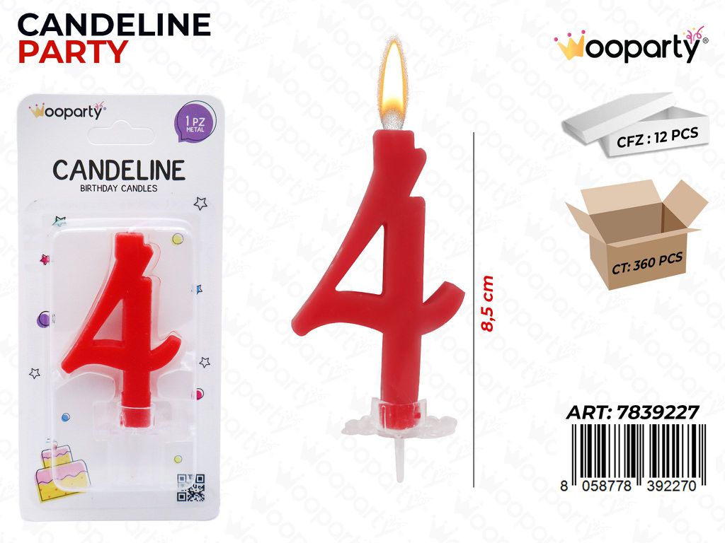 CANDELINE PARTY N.4 ROSSO 8.5CM /PZ DA 12**