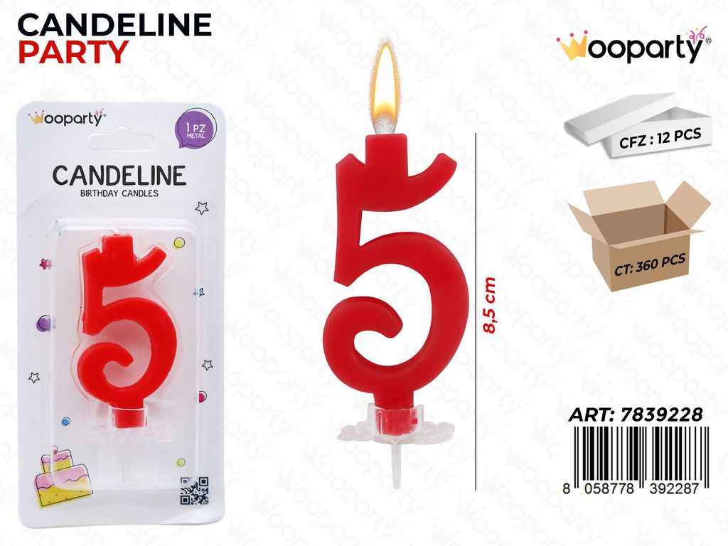 CANDELINE PARTY N.5 ROSSO 8.5CM /PZ DA 12**