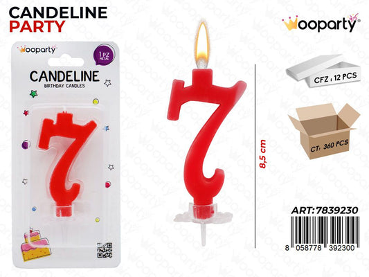 CANDELINE PARTY N.7 ROSSO 8.5CM /PZ DA 12**