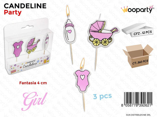 CANDELINE PARTY BABY GIRL 3PCS /PZ DA 12**