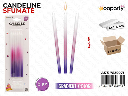 CANDELINE GRADIENT COL. 6PCS 14.5CM /PZ DA 12**