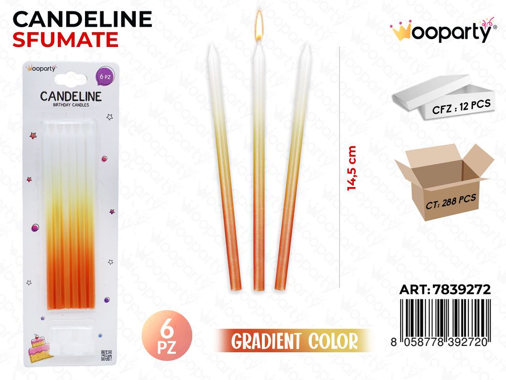 CANDELINE GRADIENT COL. 6PCS 14.5CM /PZ DA 12**