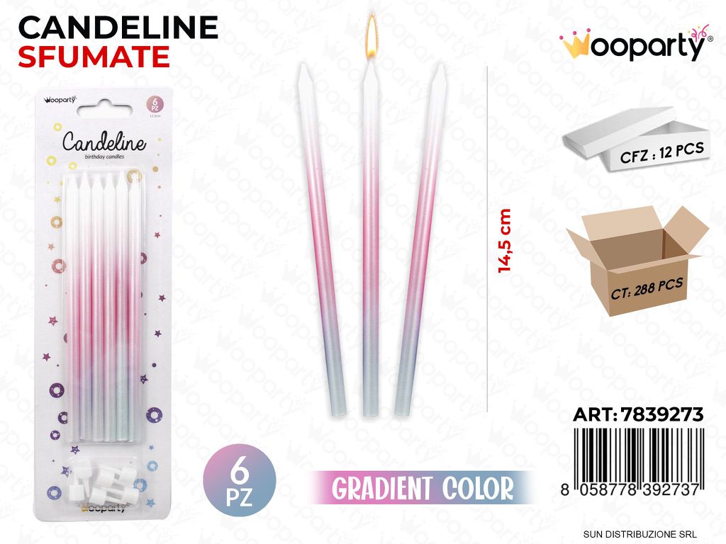 CANDELINE GRADIENT COL. 6PCS 14.5CM /PZ DA 12**