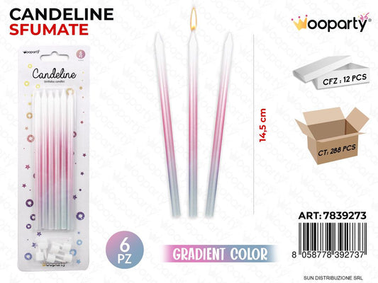 CANDELINE GRADIENT COL. 6PCS 14.5CM /PZ DA 12**