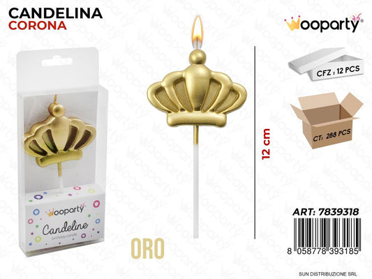 CANDELINE CORONA ORO 12CM /PZ DA 12**
