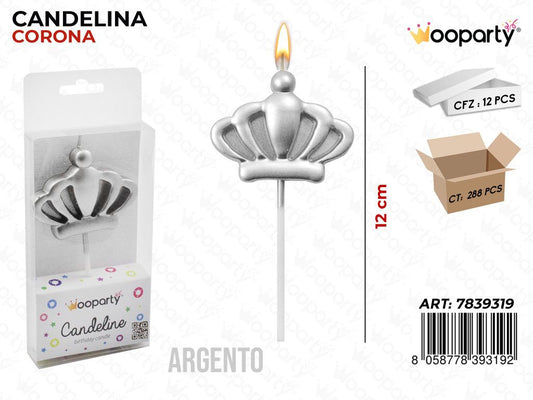 CANDELINE CORONA ARGENTO 12CM /PZ DA 12**