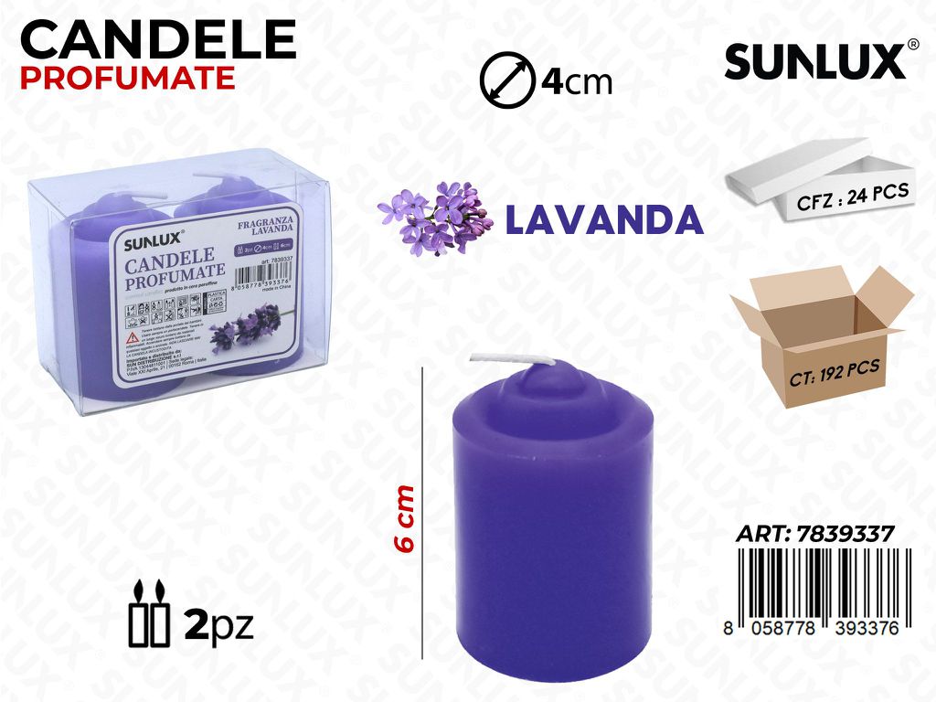 Candele Profumate Lavanda 2PCS 6*4CM