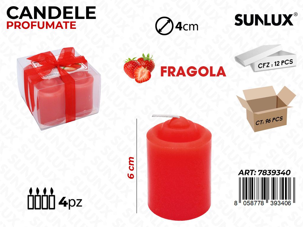 Candele Profumate Fragola 4PCS 6*4CM