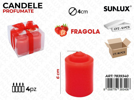 Candele Profumate Fragola 4PCS 6*4CM