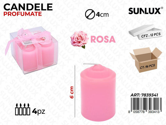 Candele Profumate Rosa 4PCS 6*4CM