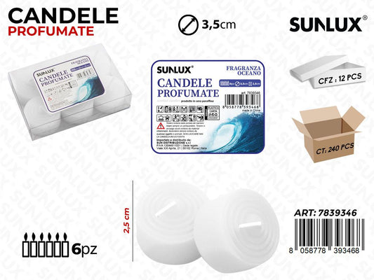 Candele Profumate Ocean 6PCS 2.5*3.5CM /Pz da 12CFZ