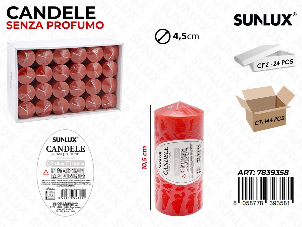 Candele Senza Profumo Rosso 4.5*10.5CM