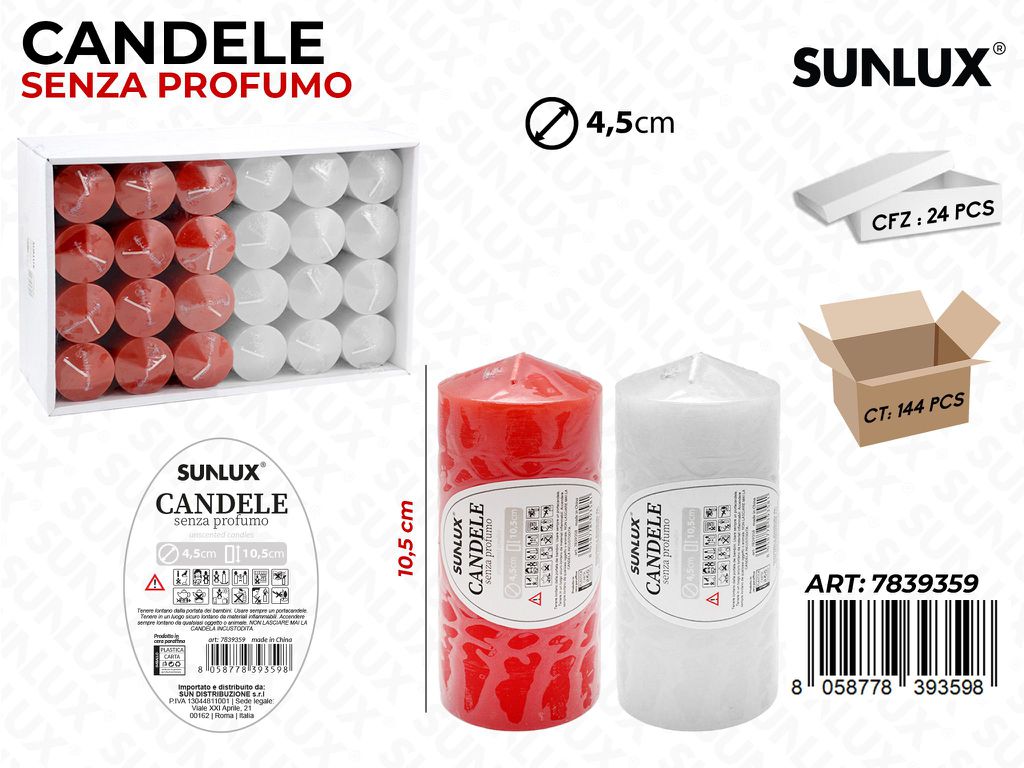 Candele Senza Profumo 2COL. 4.5*10.5CM