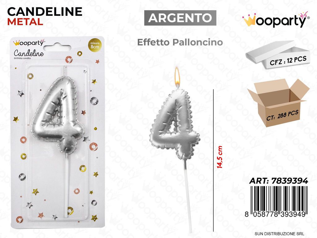 CANDELINE ARG.  METAL E. PALLONCINO N. 4 14.5CM /PZ DA 12**
