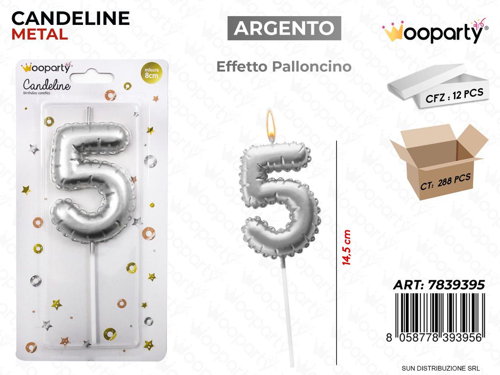 CANDELINE ARG.  METAL E. PALLONCINO N. 5 14.5CM /PZ DA 12**