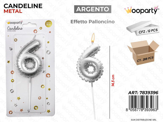 CANDELINE ARG.  METAL E. PALLONCINO N. 6 14.5CM /PZ DA 12**