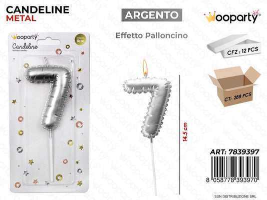 CANDELINE ARG.  METAL E. PALLONCINO N. 7 14.5CM /PZ DA 12**
