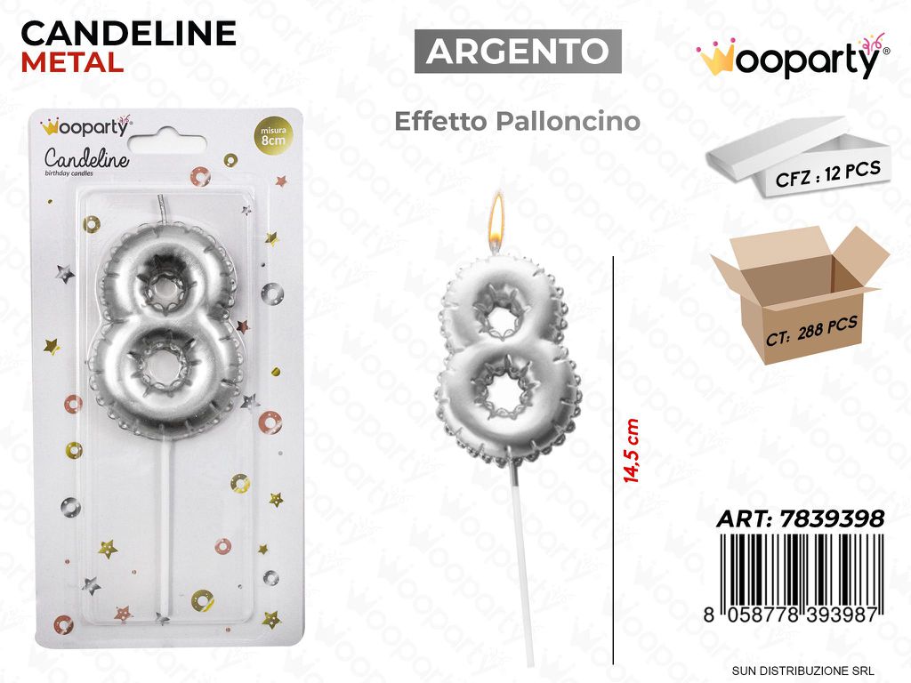 CANDELINE ARG.  METAL E. PALLONCINO N. 8 14.5CM /PZ DA 12**