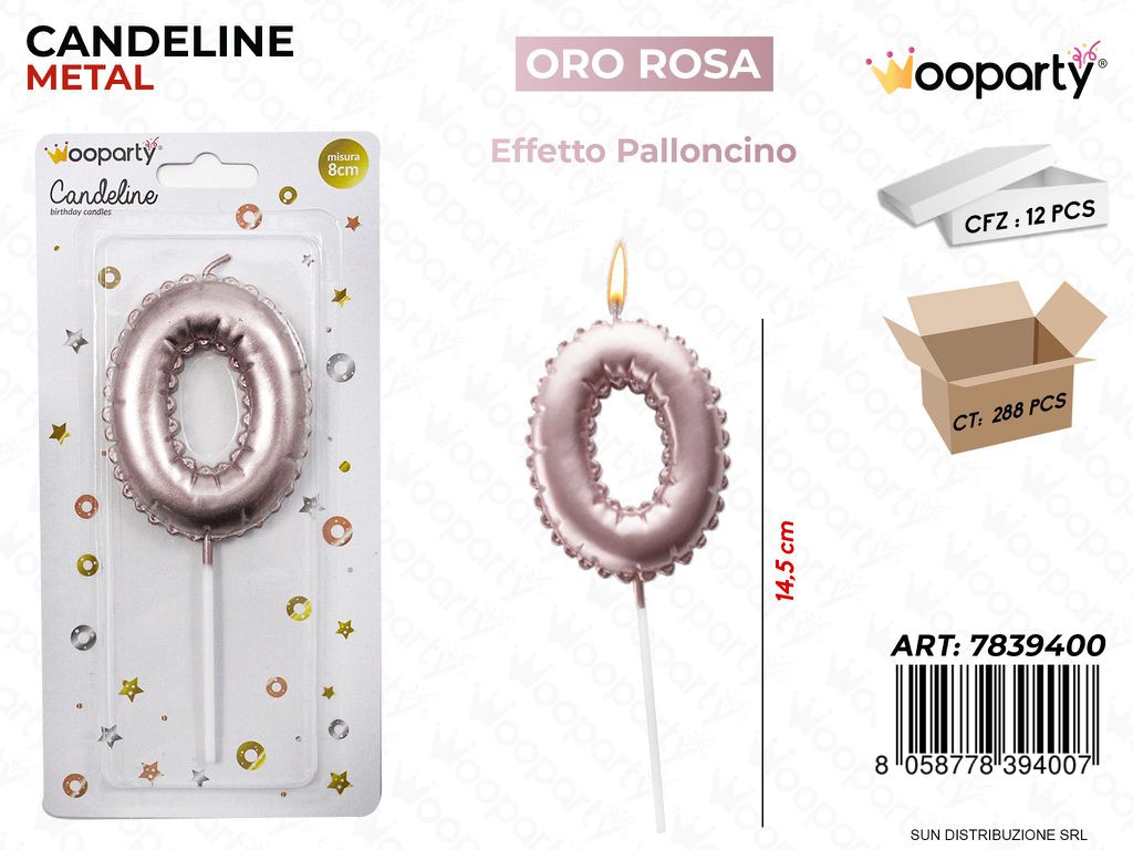 CANDELINE ORO ROSA E. PALLONCINO N. 0 14.5CM /PZ DA 12**