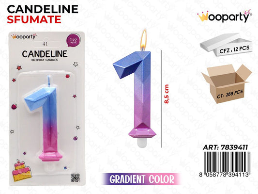 CANDELINE DIAMOND GRADIENT COLOR N. 1  8.5CM /PZ DA 12**