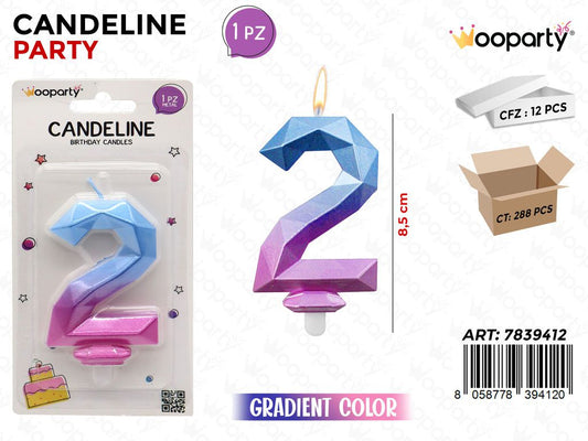 CANDELINE DIAMOND GRADIENT COLOR N. 2  8.5CM /PZ DA 12**