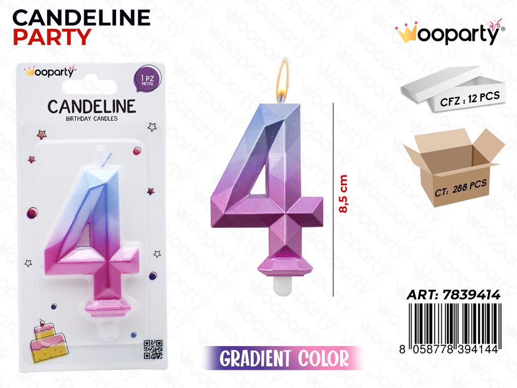 CANDELINE DIAMOND GRADIENT COLOR N. 4  8.5CM /PZ DA 12**