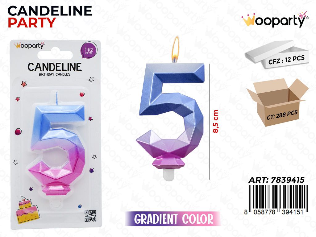 CANDELINE DIAMOND GRADIENT COLOR N. 5  8.5CM /PZ DA 12**