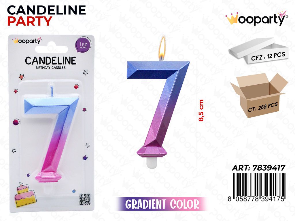 CANDELINE DIAMOND GRADIENT COLOR N. 7  8.5CM /PZ DA 12**