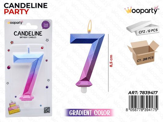 CANDELINE DIAMOND GRADIENT COLOR N. 7  8.5CM /PZ DA 12**
