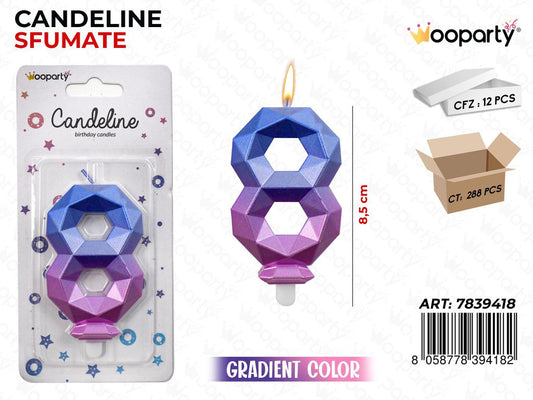 CANDELINE DIAMOND GRADIENT COLOR N. 8  8.5CM /PZ DA 12**