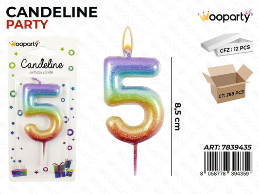 CANDELINE PARTY GRADIENT PASTEL N.5 8.5CM /PZ DA 12**