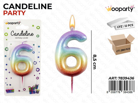 CANDELINE PARTY GRADIENT PASTEL N.6 8.5CM /PZ DA 12**