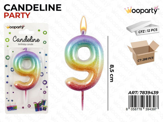 CANDELINE PARTY GRADIENT PASTEL N.9 8.5CM /PZ DA 12**