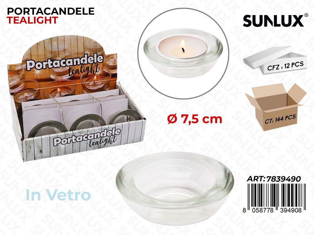 Portacandele in Vetro Rotondo 7.5 Cm