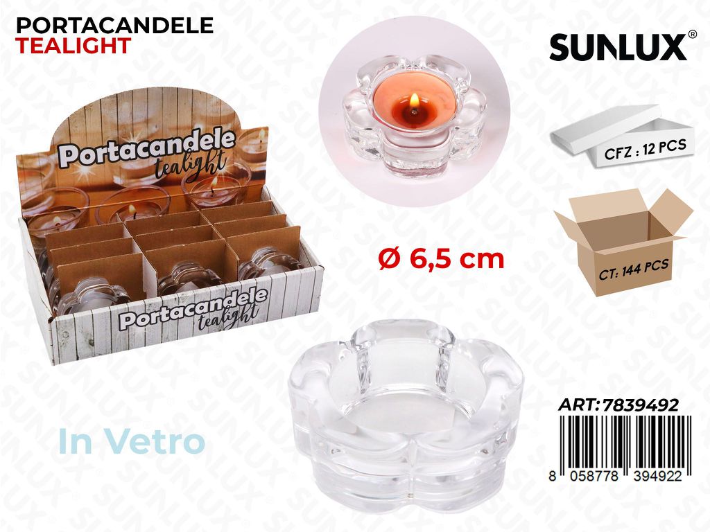 Portacandele in Vetro a Fiore 6.5 Cm