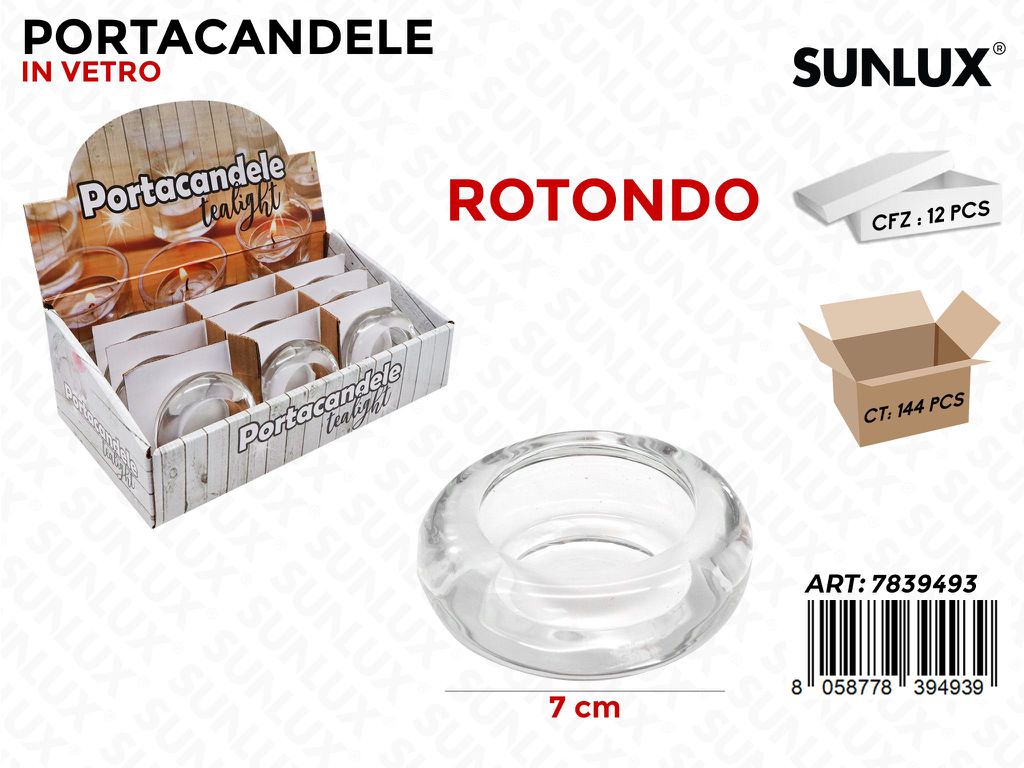 Portacandele in Vetro Rotonda 7 Cm