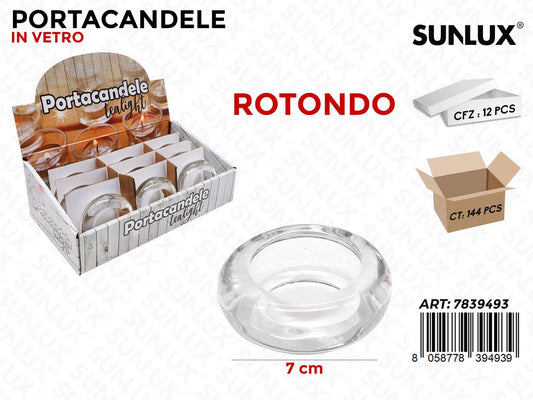 Portacandele in Vetro Rotonda 7 Cm