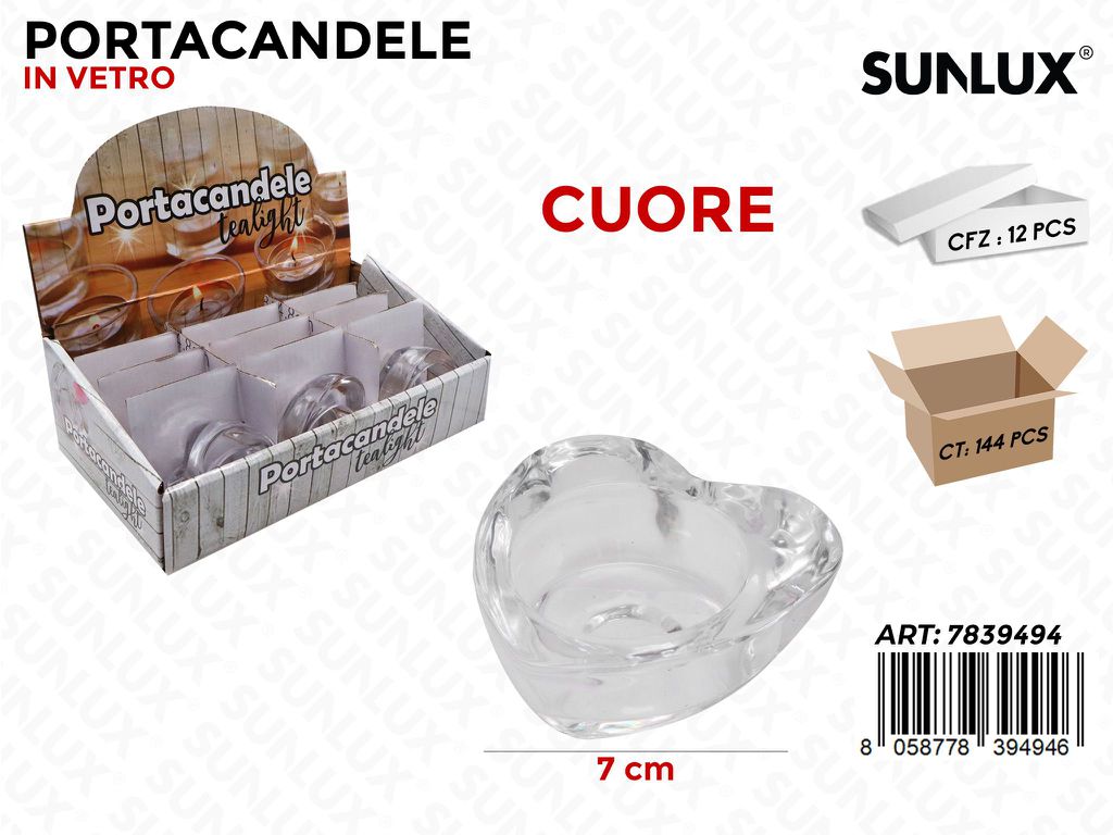 Portacandele in Vetro a Cuore 7 Cm