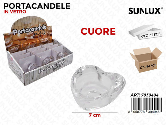 Portacandele in Vetro a Cuore 7 Cm