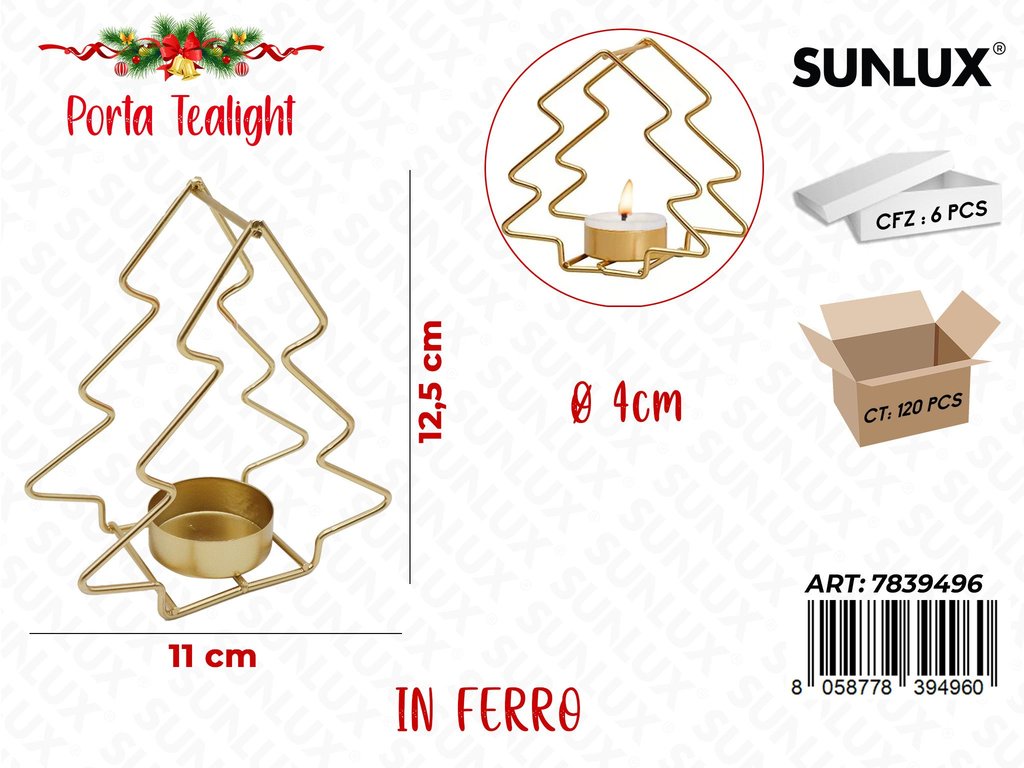 Sunlux Porta Tealight in Ferro Oro 11*12.5CM