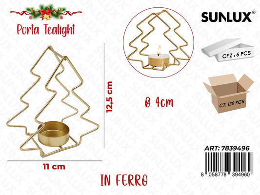 Sunlux Porta Tealight in Ferro Oro 11*12.5CM