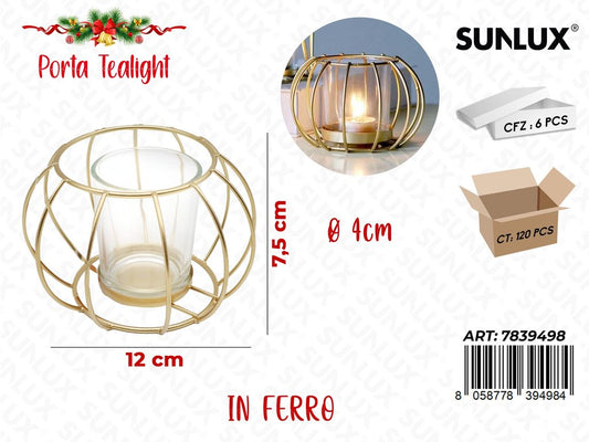 Sunlux Porta Tealight in Ferro Oro 12*7.5CM