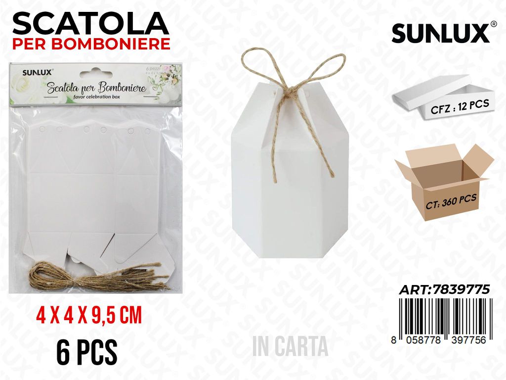 Scatola per Bomb. Bia. 6PCS 4*4*9.5CM