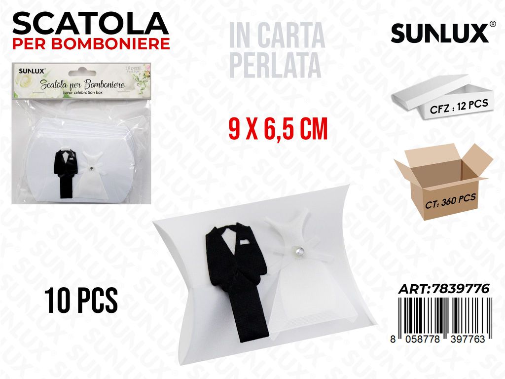 Scatola per Bomb. Bia. Sposi 10PCS 9*6.5CM