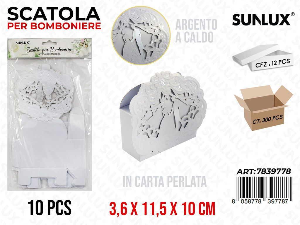 Scatola per Bomb. Bia. Sposi 10PCS 3.6*11.5*10CM